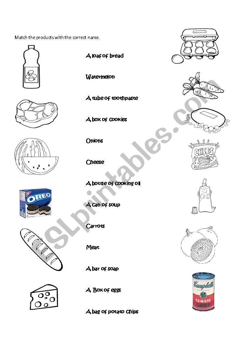 PRODUCTS/CONTAINERS worksheet