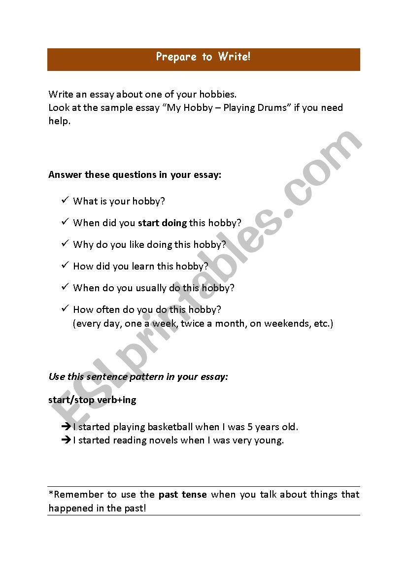 writing assignment worksheets