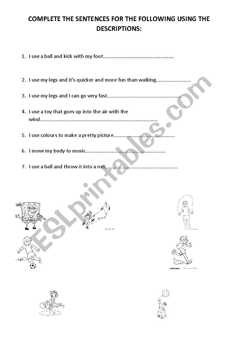 Complete the sentences worksheet