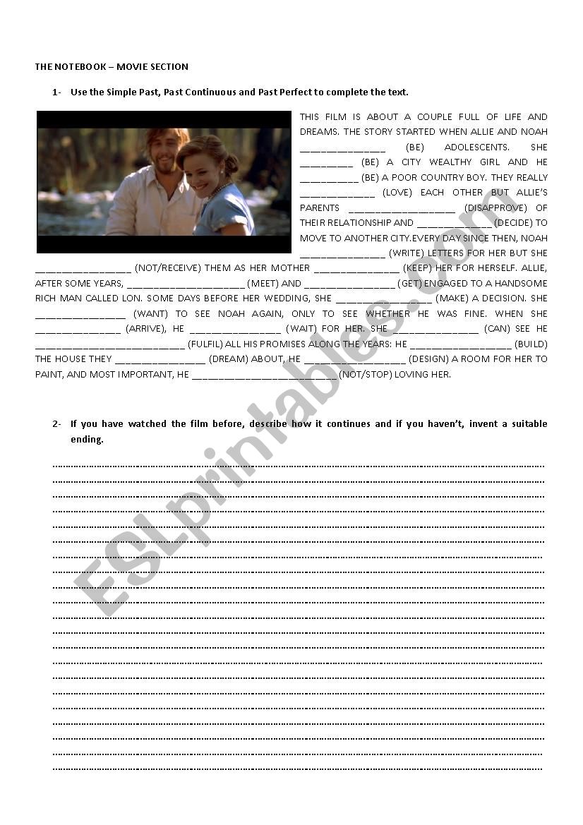 Movie Section- The Notebook worksheet