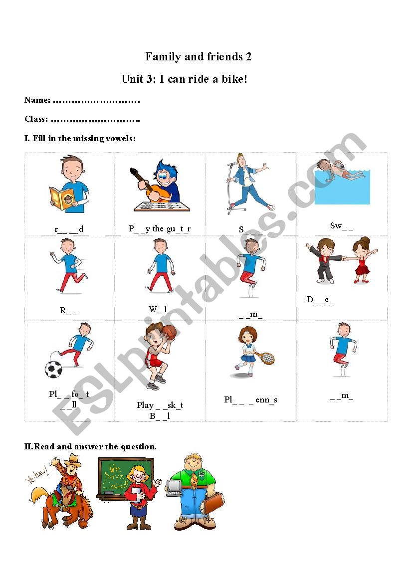 Family And Friends 2 Unit 3 ESL Worksheet By I am me1311