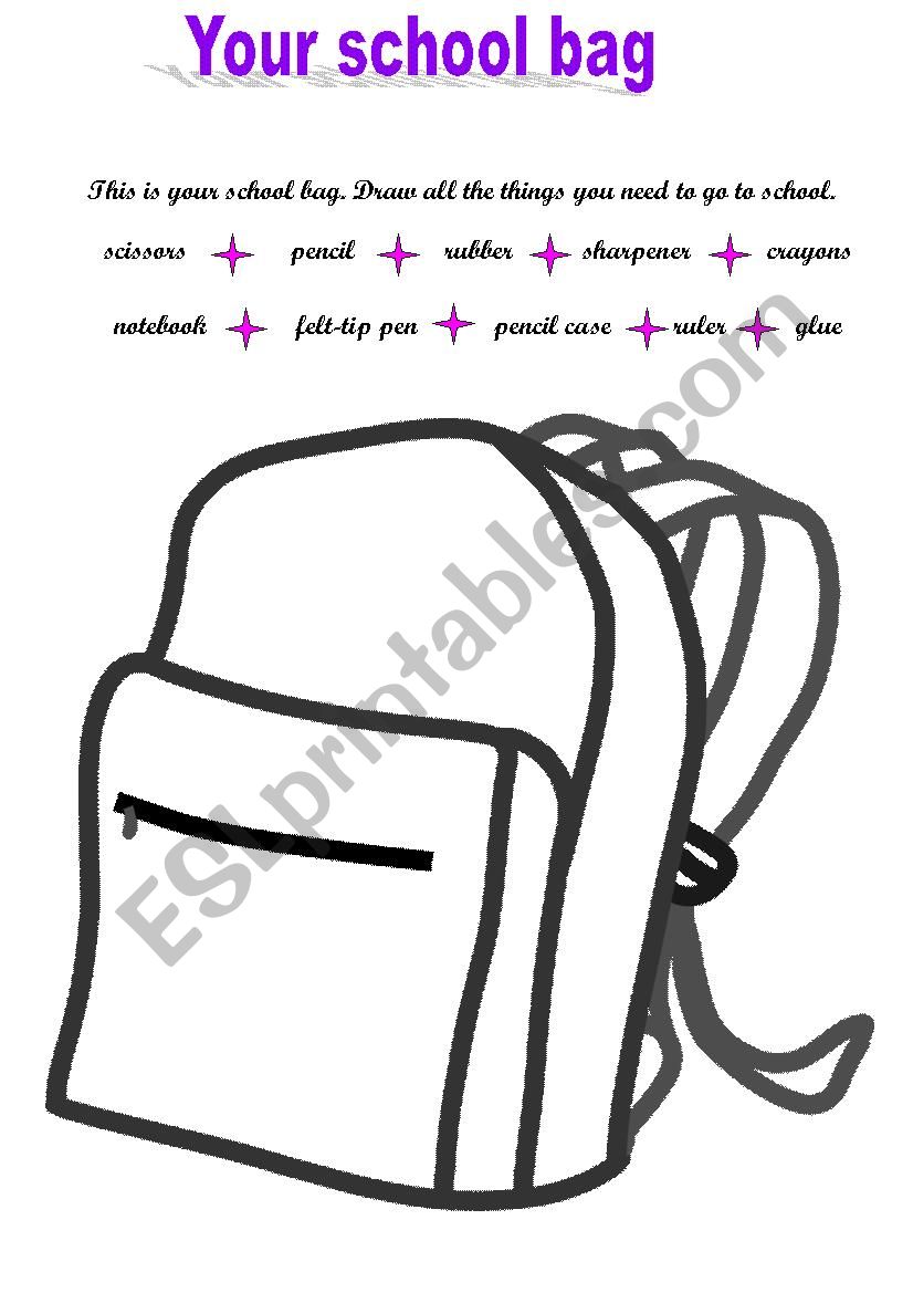 Your schoolbag worksheet