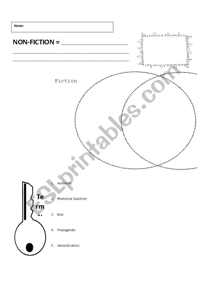 Non Fiction Graphic Organizer worksheet