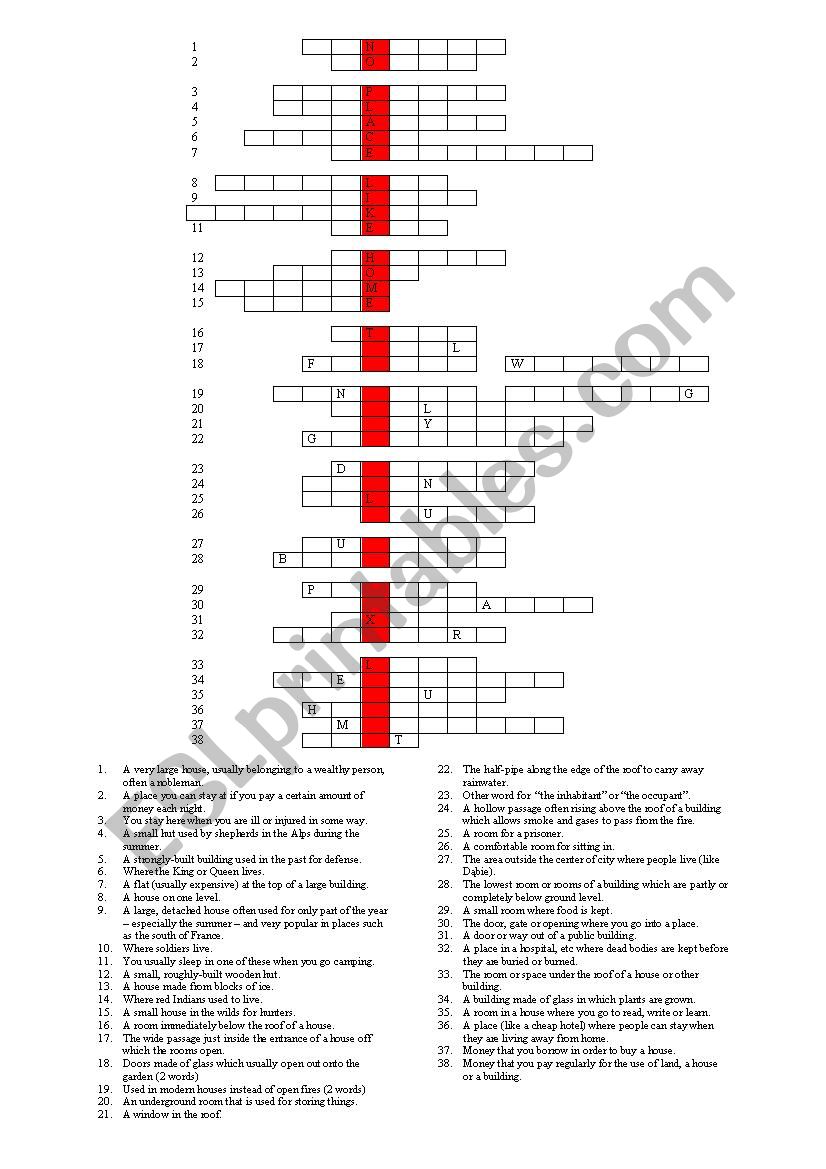 Bulidings worksheet