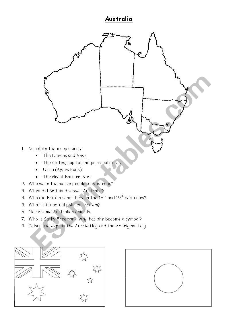 New fact about australia worksheet
