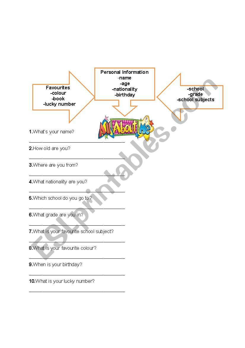 all about me worksheet