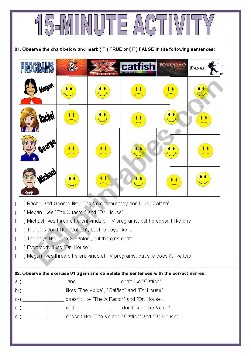 15 -minute activity - ESL worksheet by Talles Melo