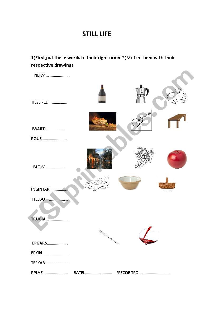 STILL LIFE 2 worksheet