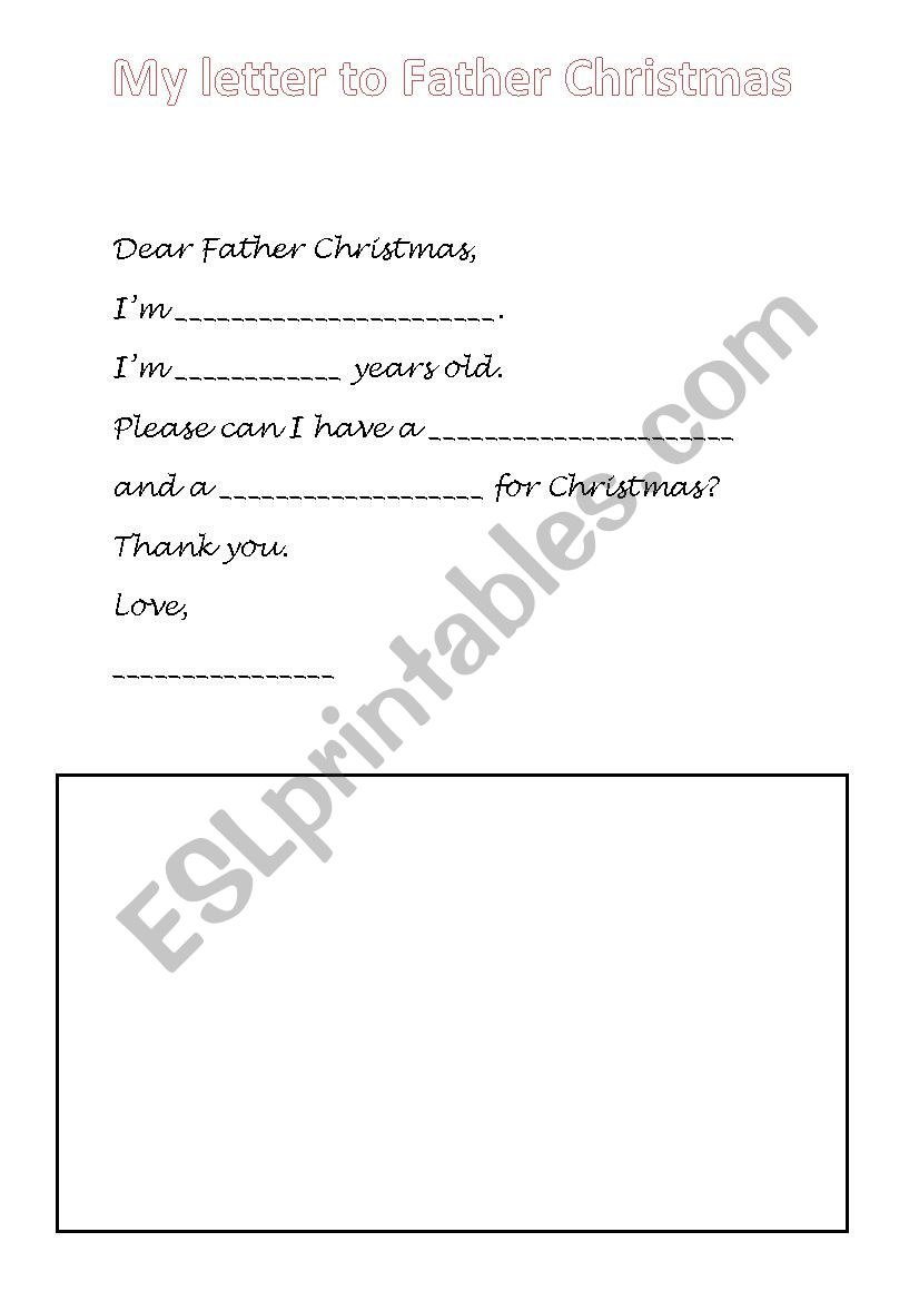 Letter to Santa template worksheet