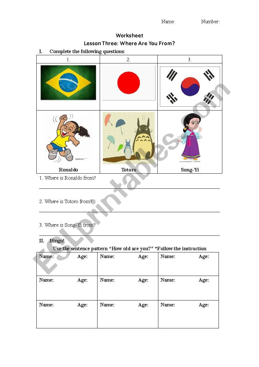 Where Are You From? worksheet