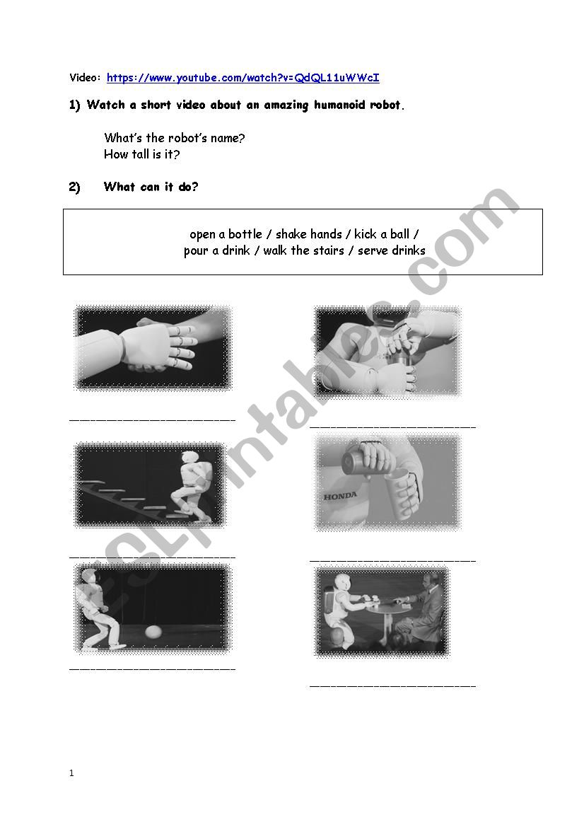 ASIMO the humanoid robot worksheet