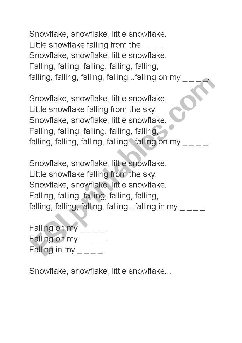 ´Little Snowflake´ fill the gap - ESL worksheet by Guachifola