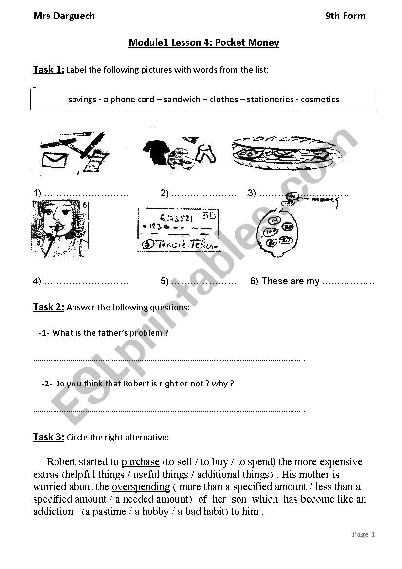 9th Form Lesson 4 Pocket Money  (1)