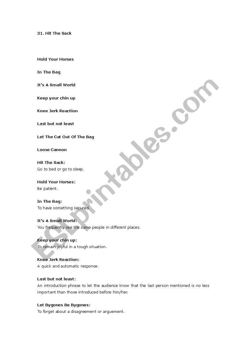 Idioms Part 2 worksheet