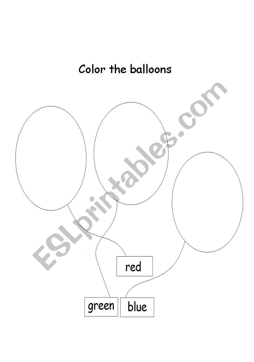Color the Balloons worksheet