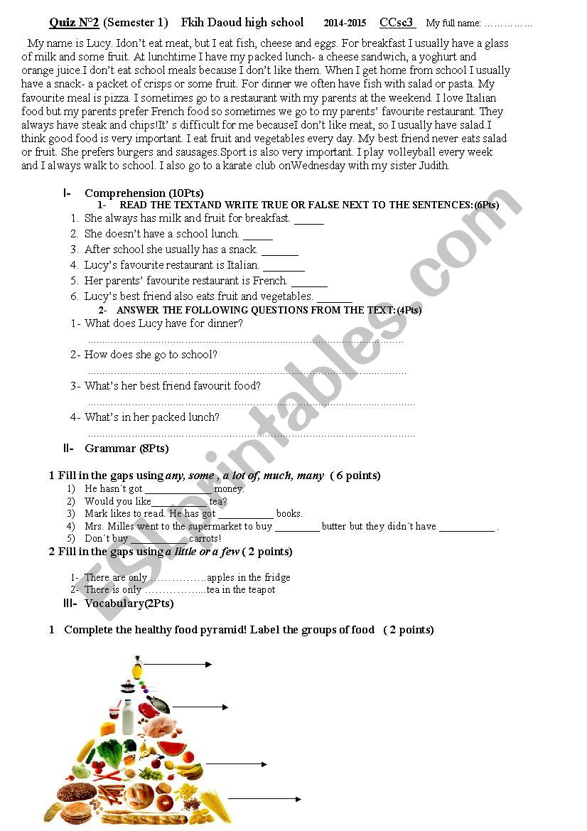 test worksheet