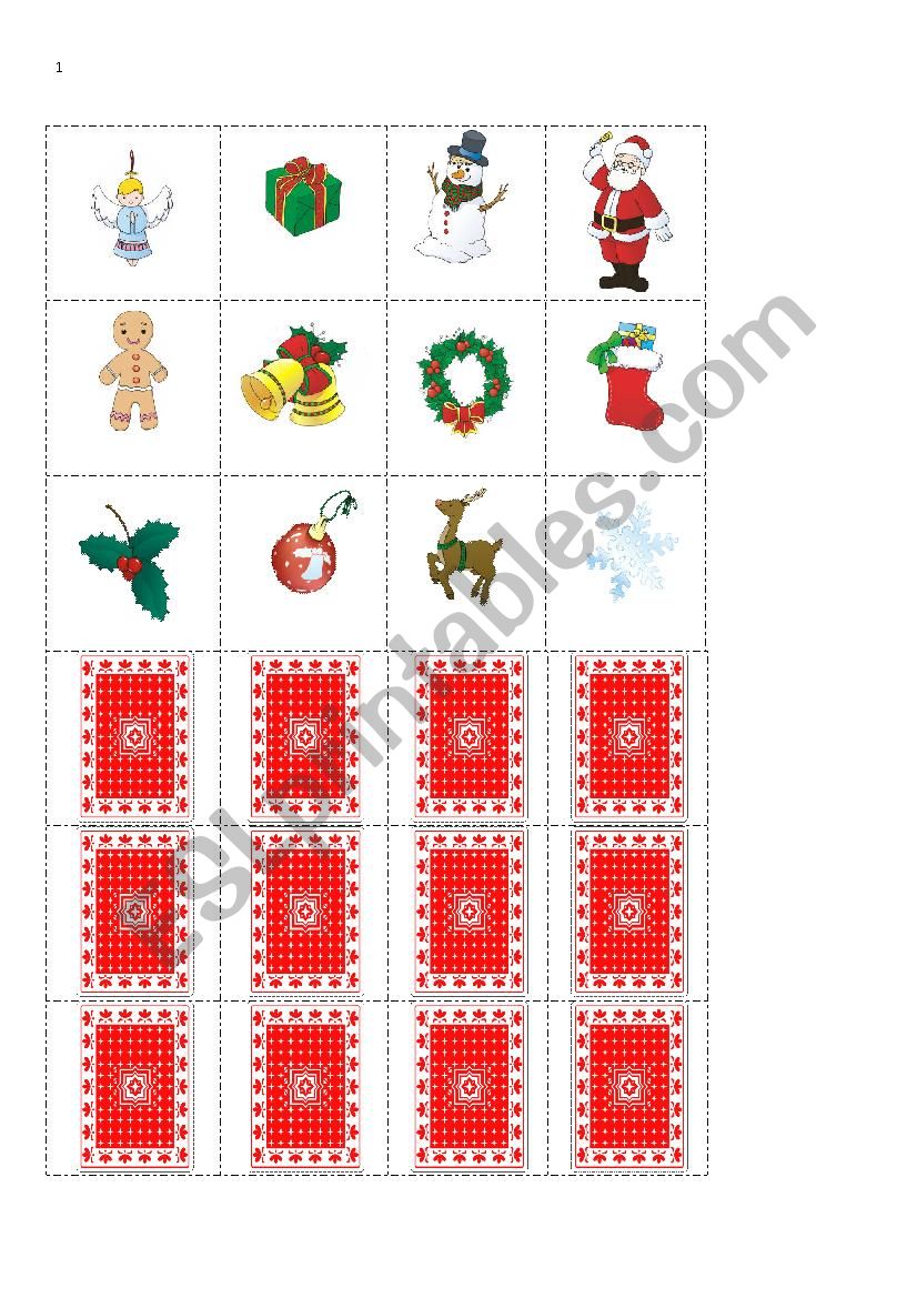 Exciting Christmas Words Card Matching Game - ESL worksheet by chunsiuting