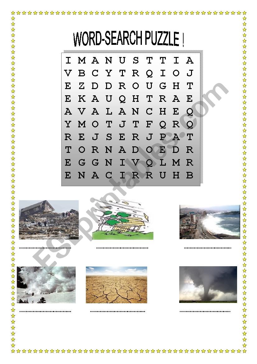 natural disasters puzzle worksheet