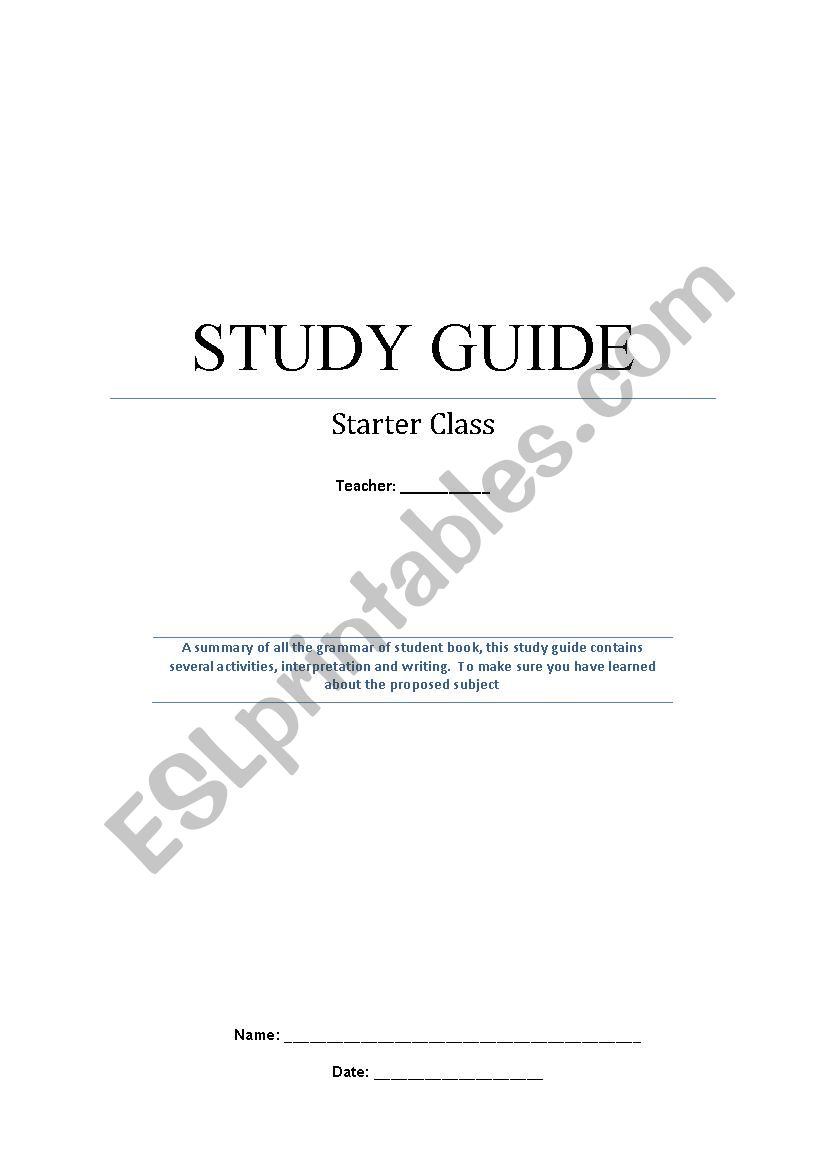 Study Guide  worksheet