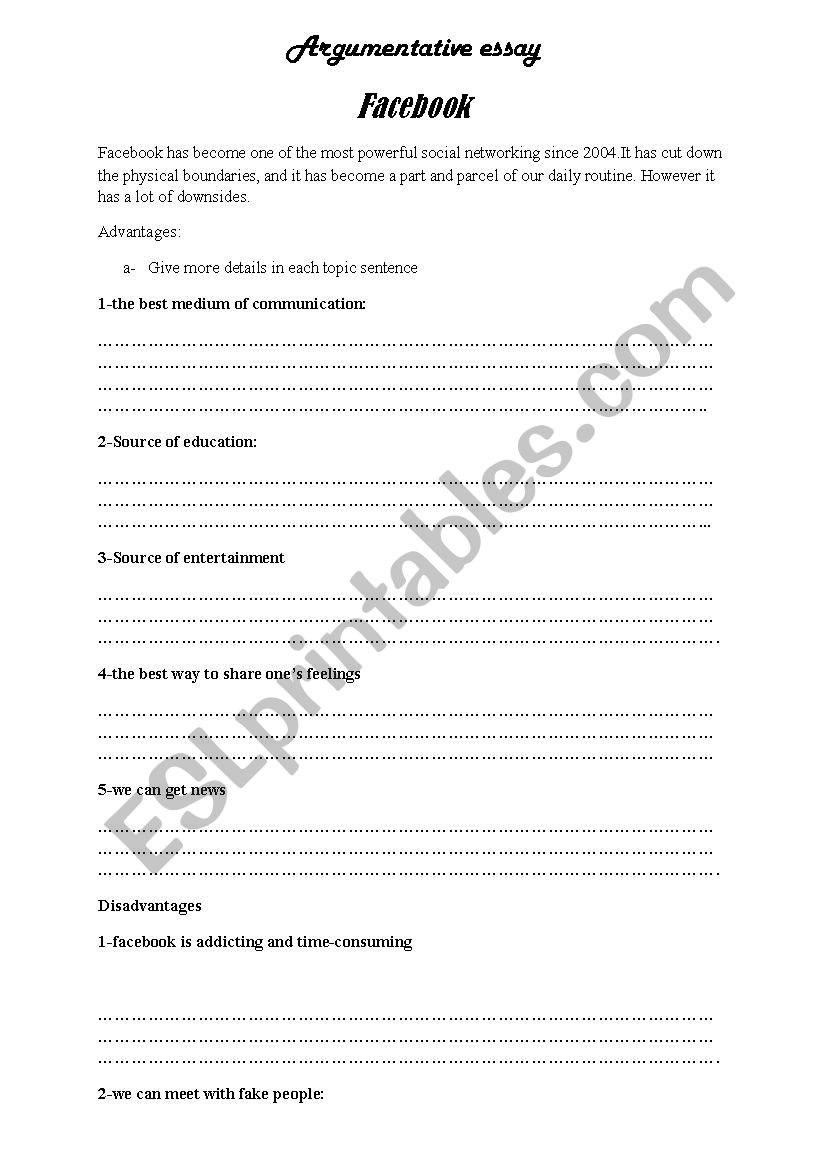 argumentative essay worksheets with answers
