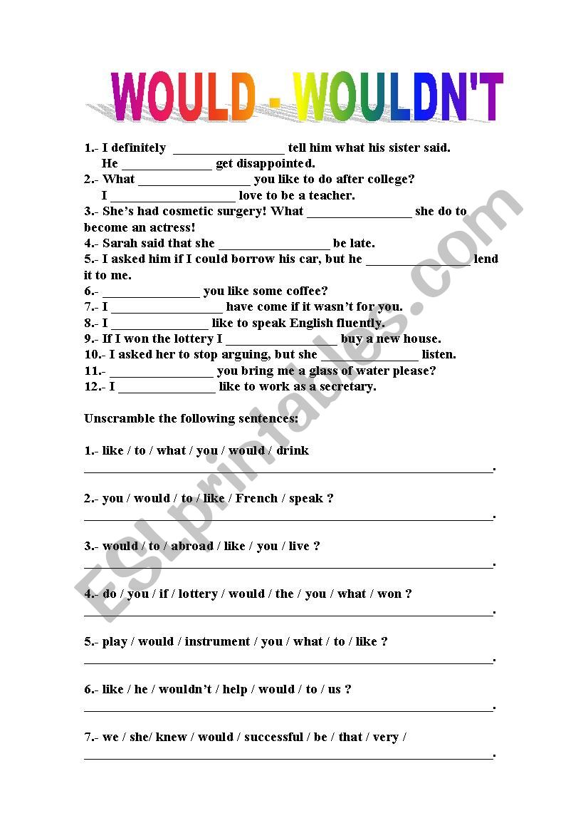 would-wouldn-t-esl-worksheet-by-yessica4