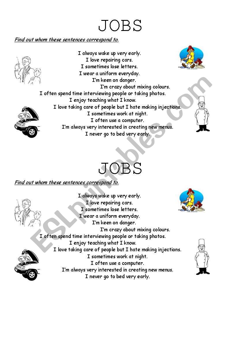 Jobs worksheet