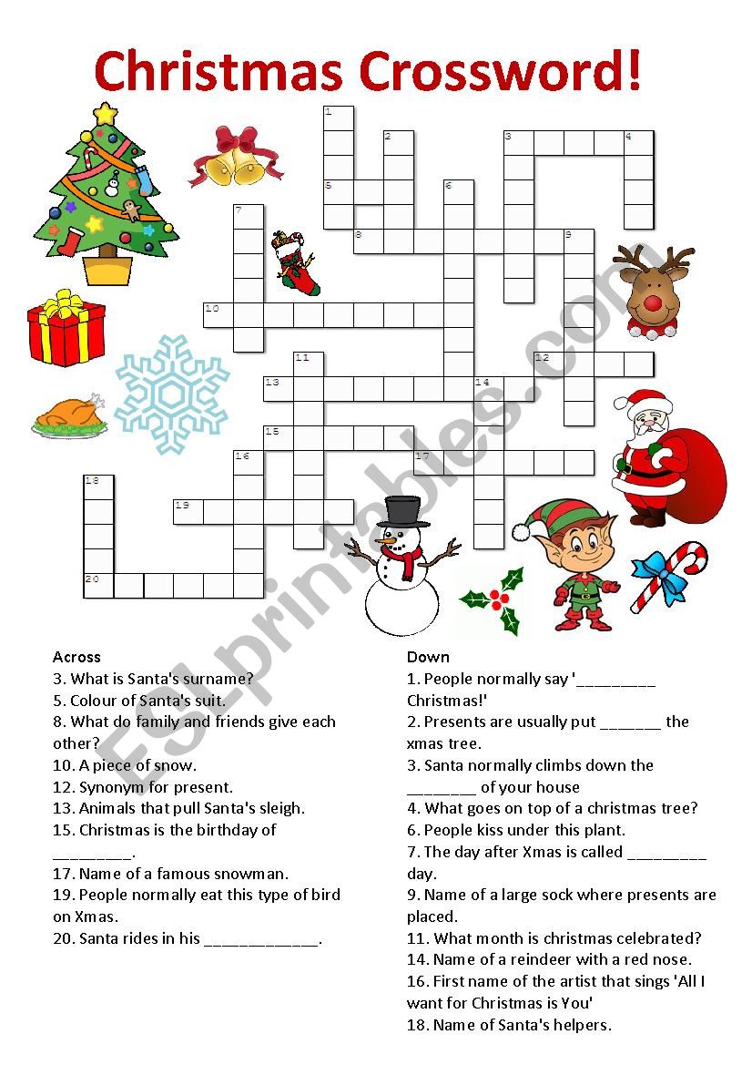 christmas crosswords puzzles printable