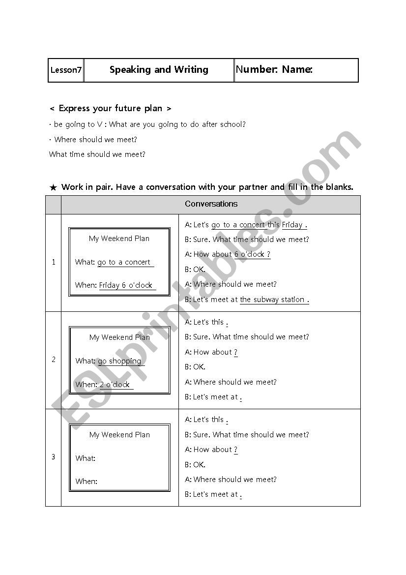 info gap activity about your future