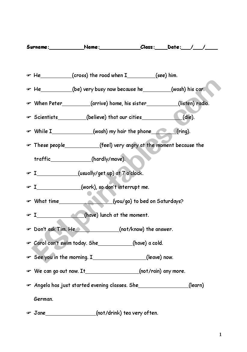 Verb Tenses Filling In The Gaps Exercises ESL Worksheet By Olinda