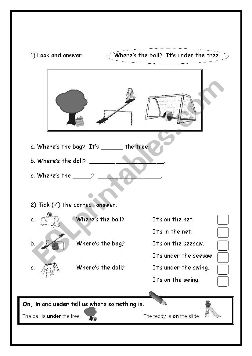 Prepositon exercise worksheet