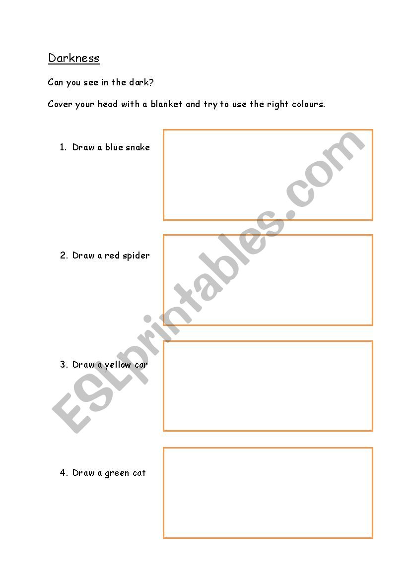 Can you see in the dark? worksheet