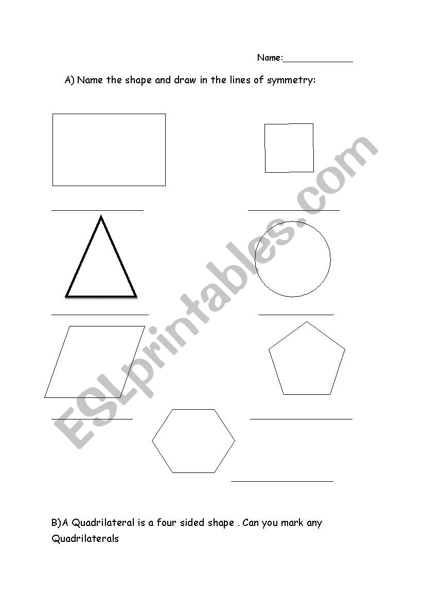 2D shapes worksheet