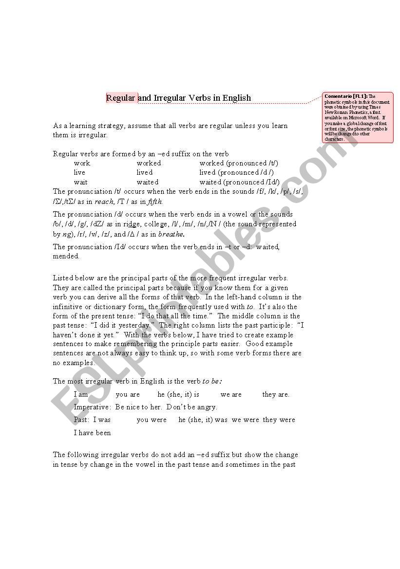 english verbs worksheet