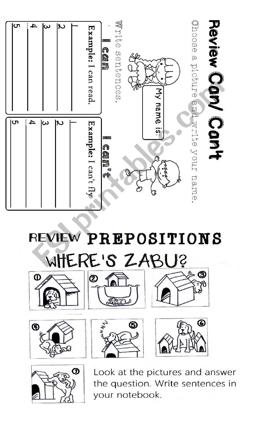 a/an and prepositions worksheet
