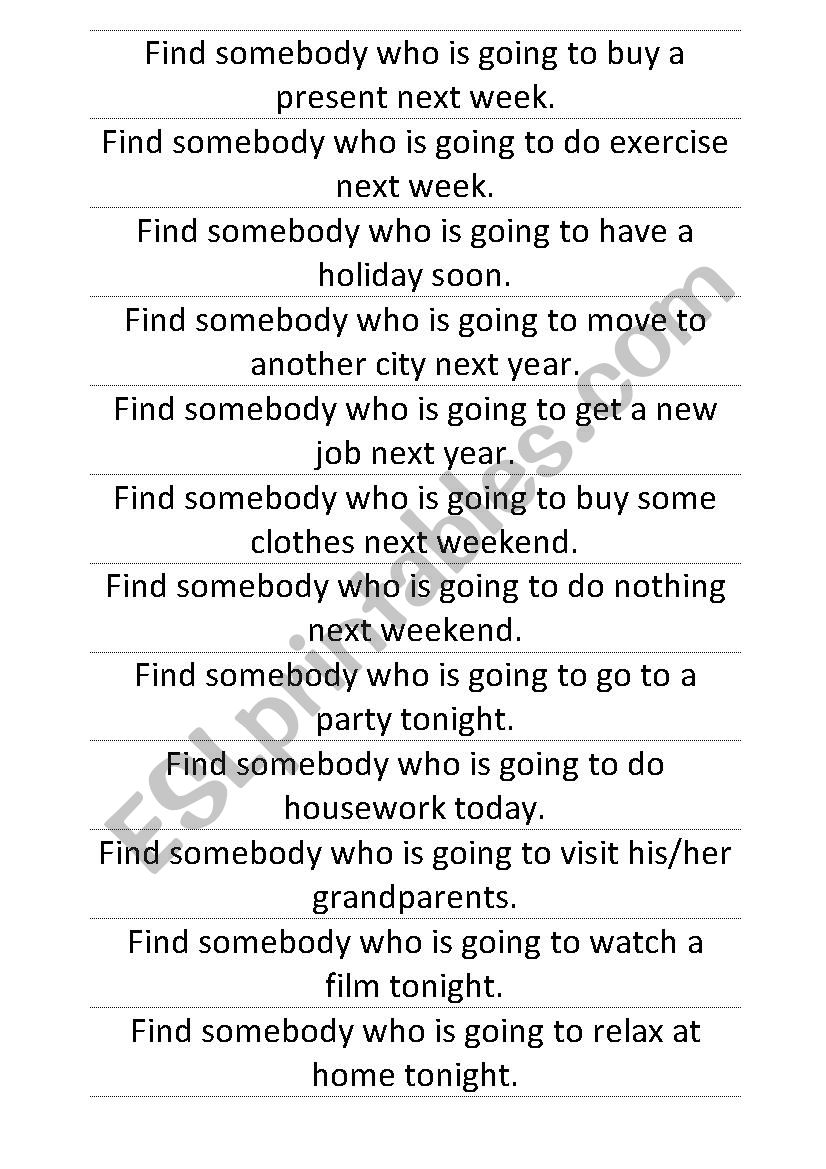 Find somebody who worksheet