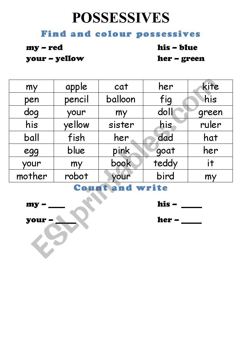 Possessives for young children