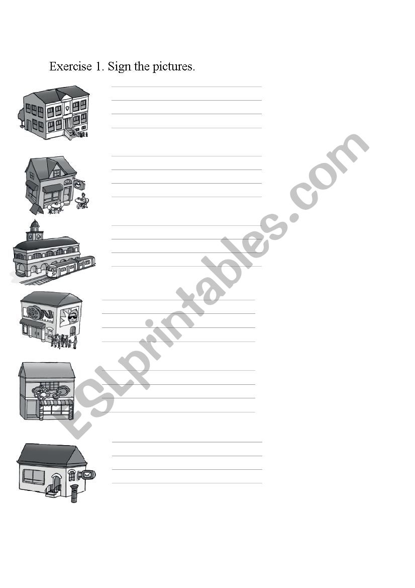 Whats in the town? worksheet