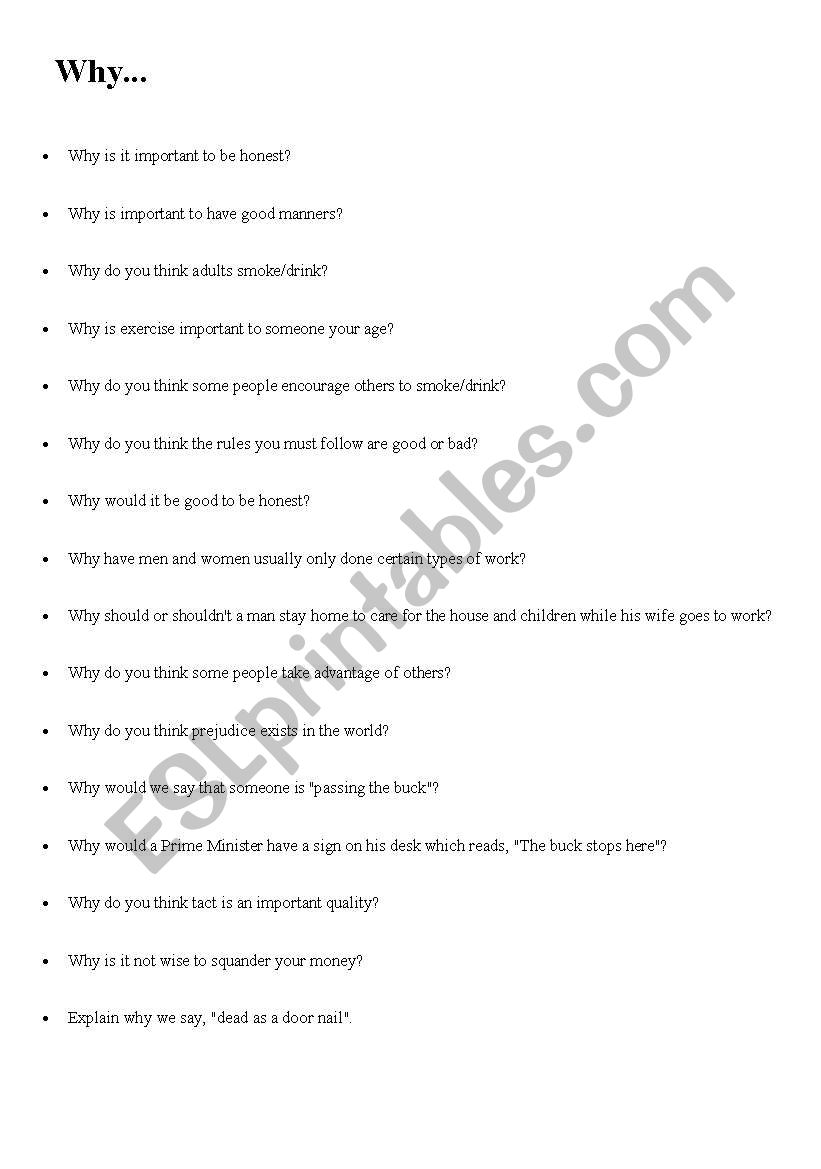 Why? - Conversation Starters worksheet