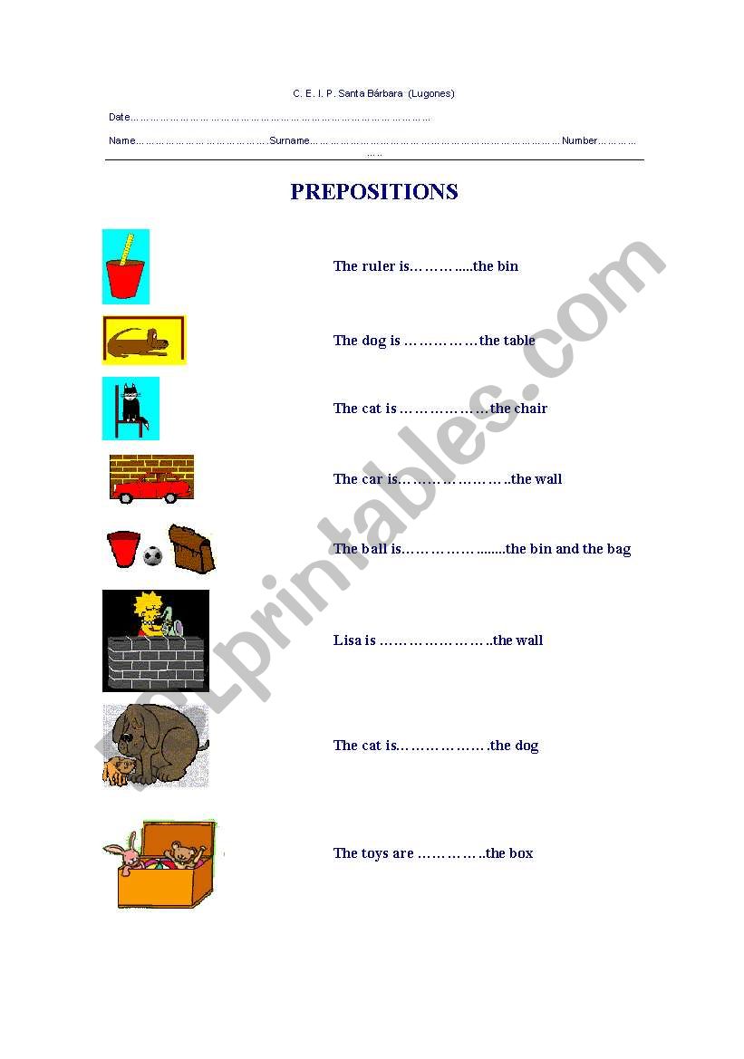 PREPOSITIONS worksheet