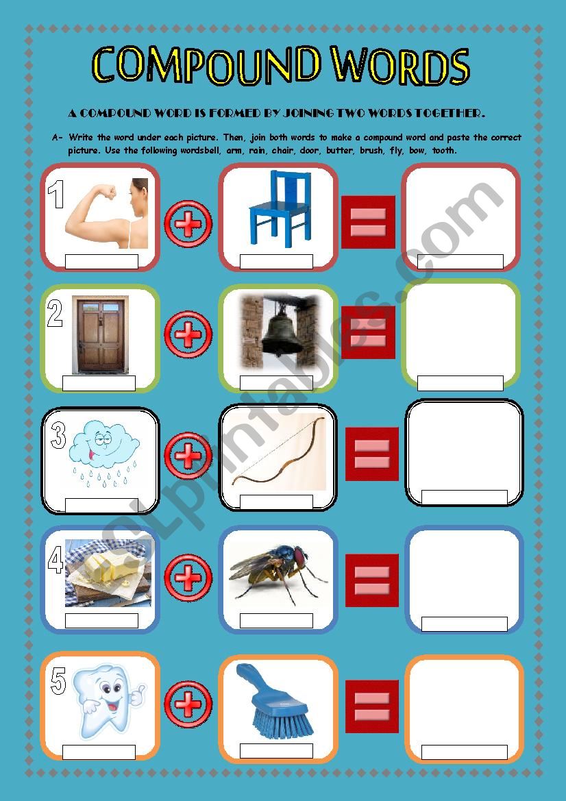 COMPOUND WORDS Closed Form 5 Pages ESL Worksheet By Mar Somozam