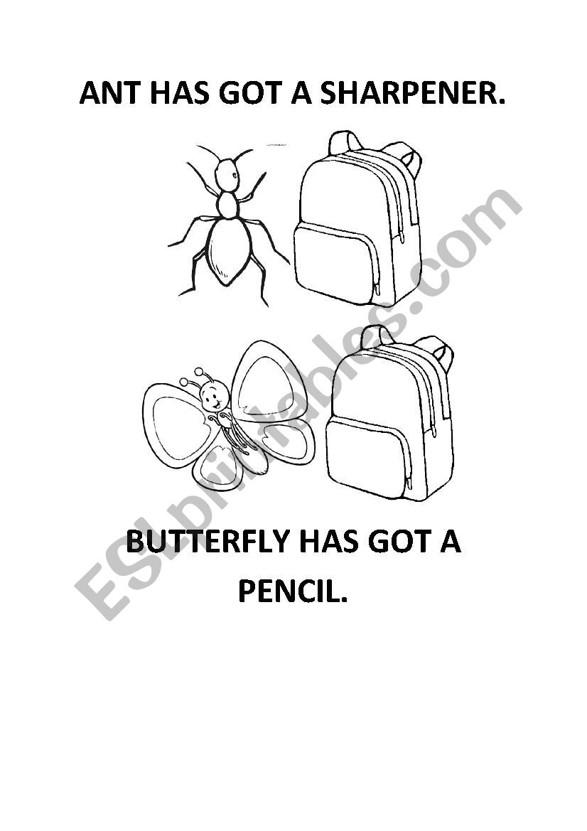 SCHOOL OBJECTS AND INSECTS worksheet