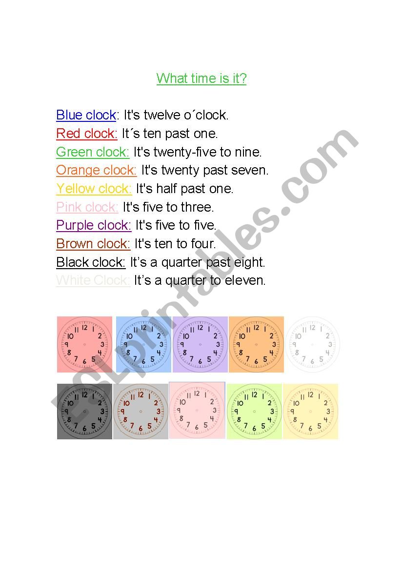 What time is it? worksheet