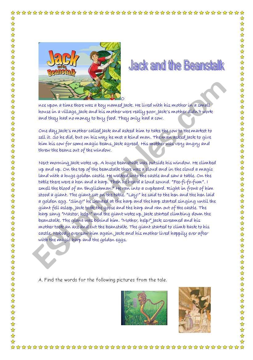 JACK AND THE BEANSTALK worksheet