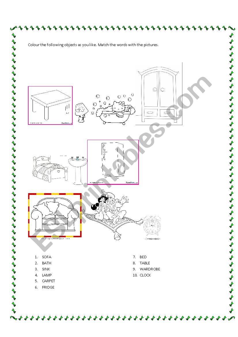 Objects worksheet