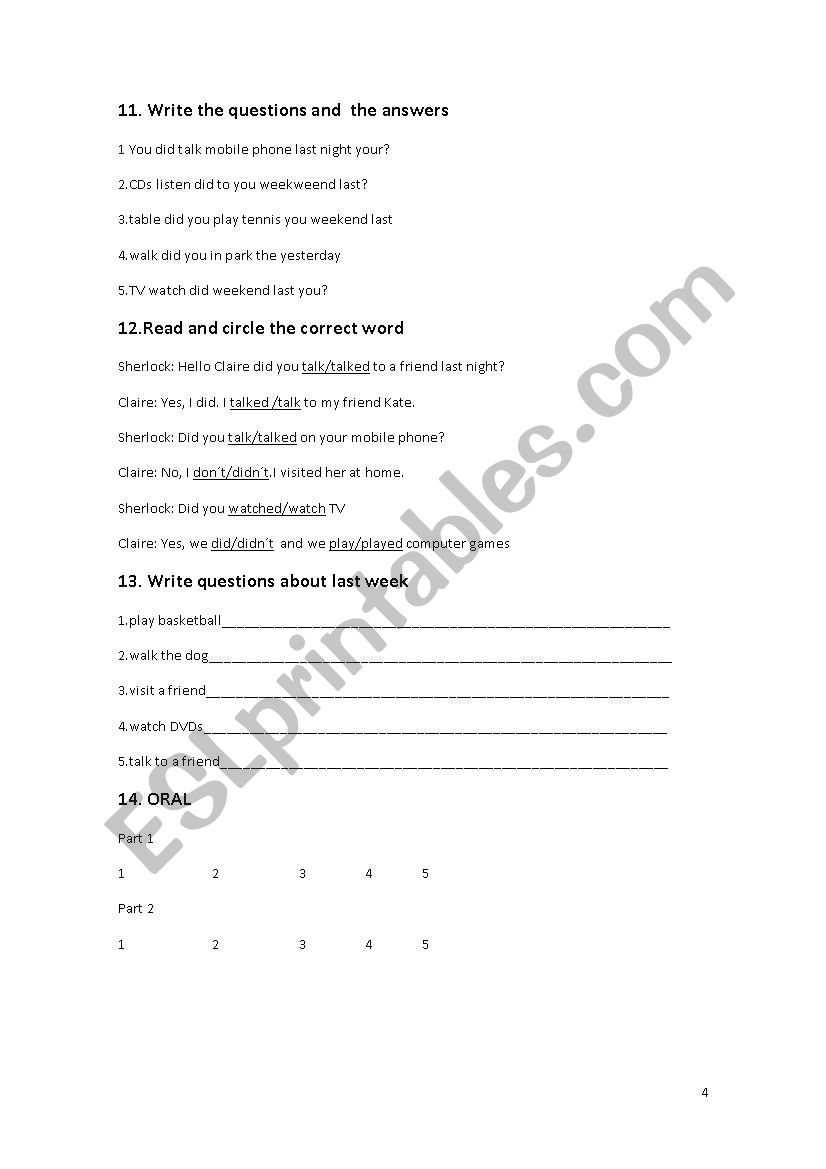 passive exercises worksheet