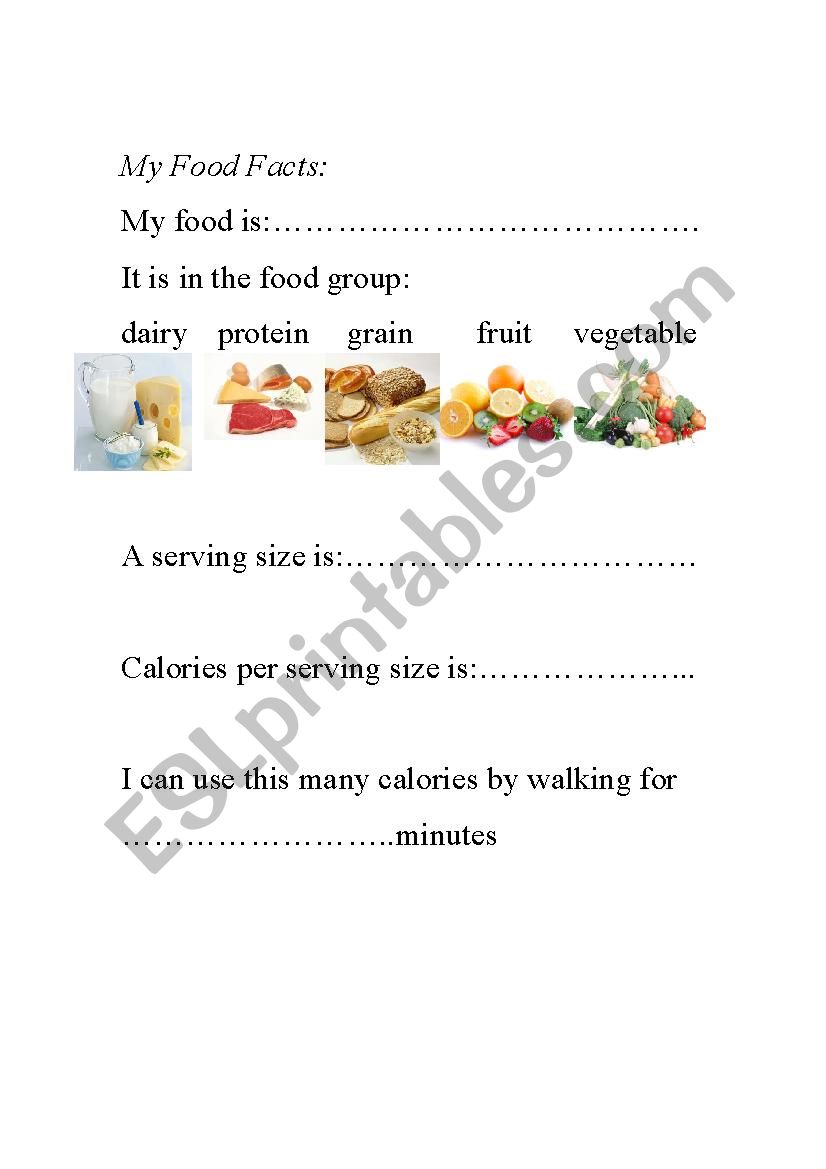 My food facts worksheet