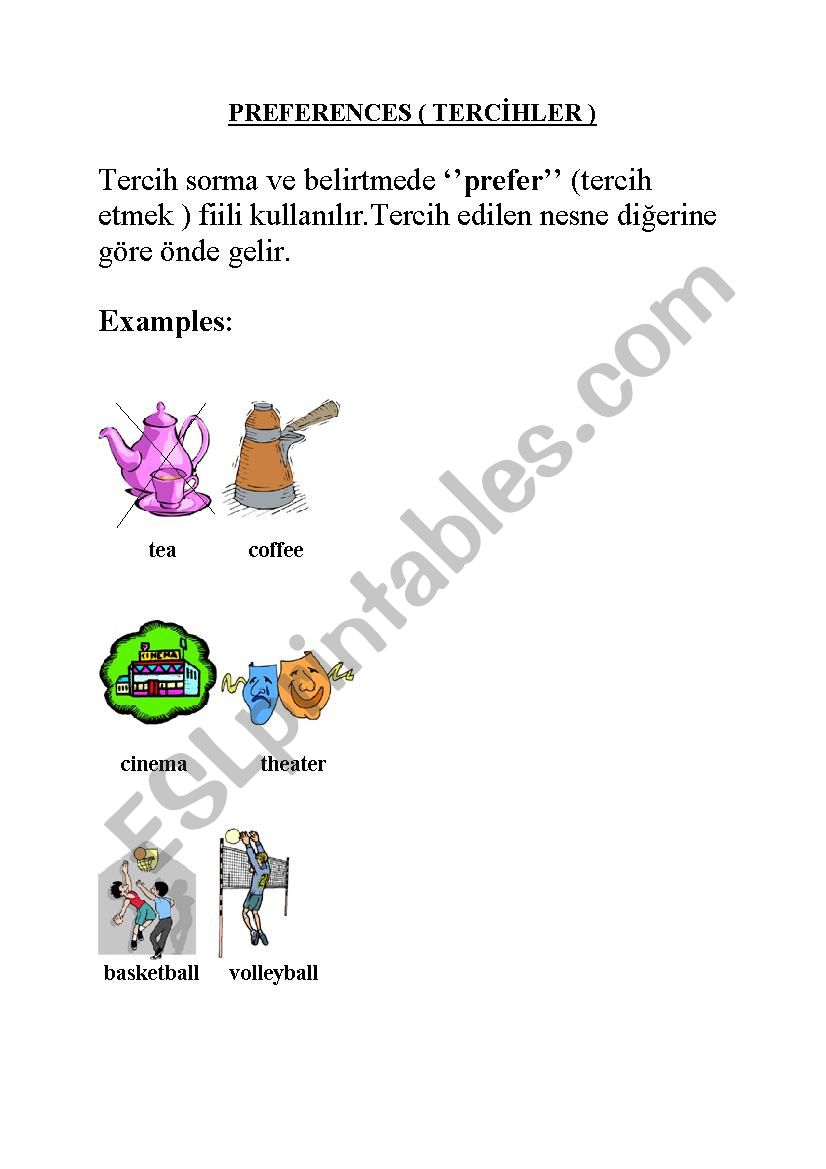 preferences worksheet