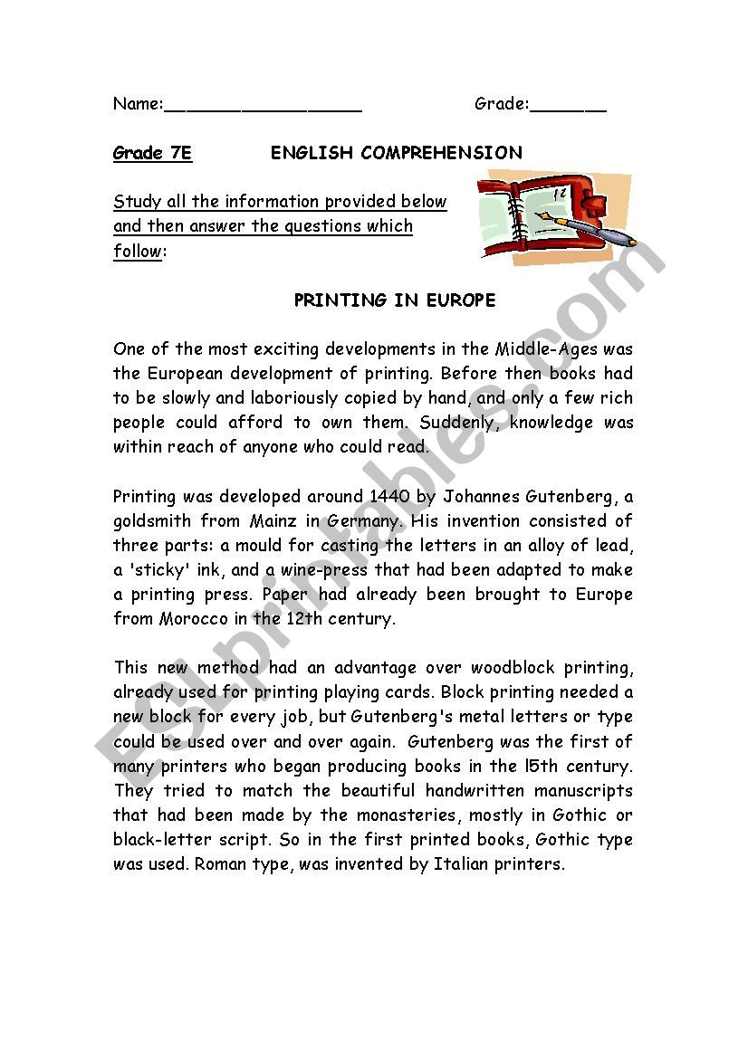 Reading Comprehension Year 7 English Worksheets With Answers Vrogue