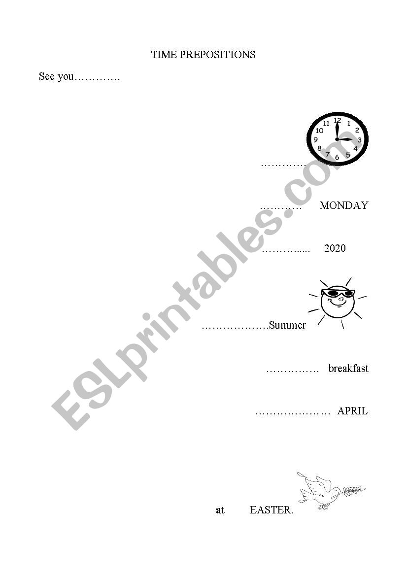 time preposition worksheet