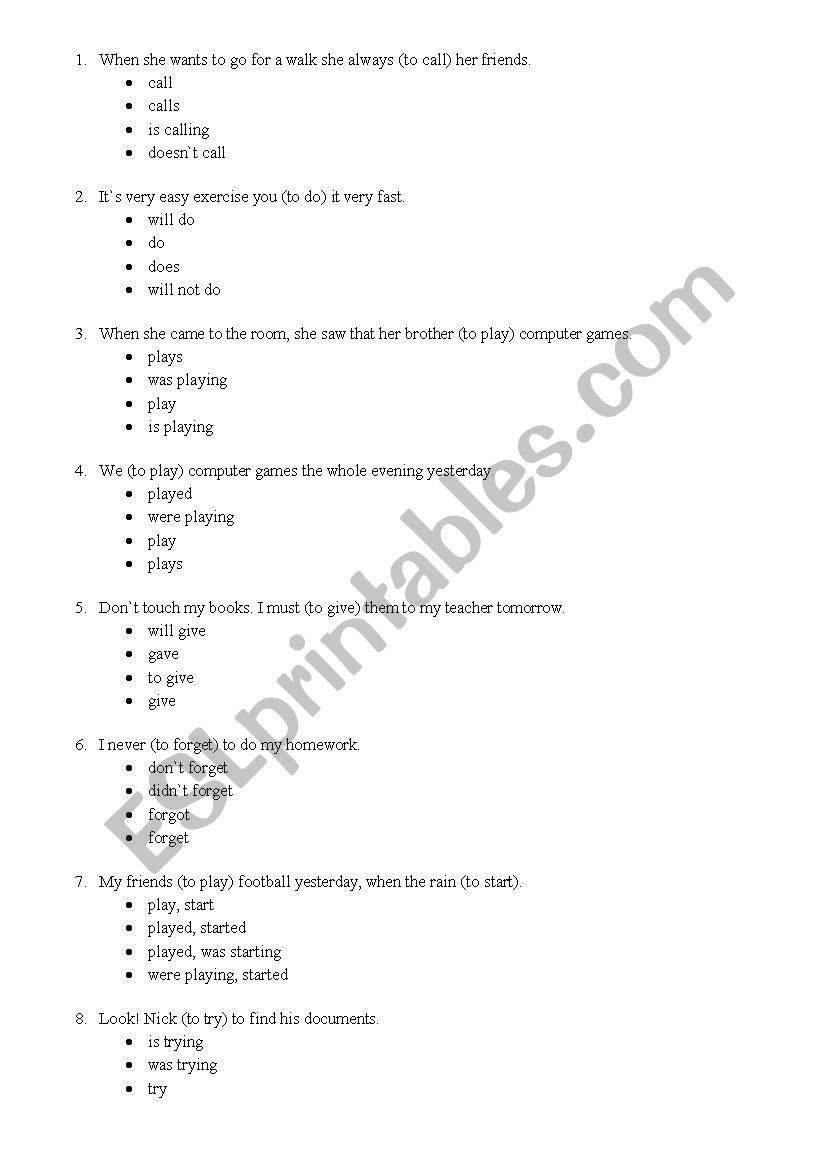 Test  worksheet